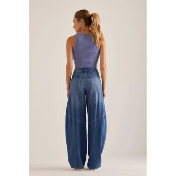 NWT Size 30 P- Pilcro 100% Cotton High Rise Barrel Jeans (NWT US$ 148) - Picture 2 of 16